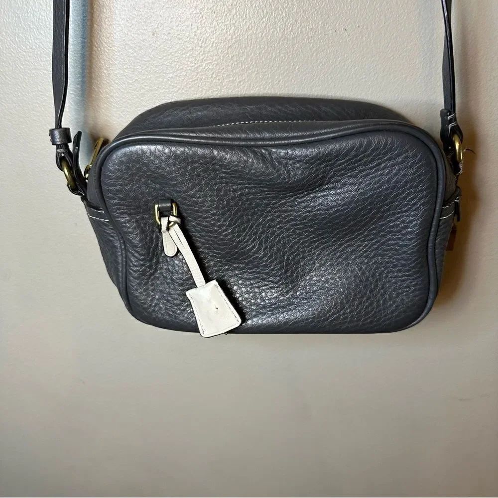 J.Crew Signet Black Leather Small Camera Crossbody Bag